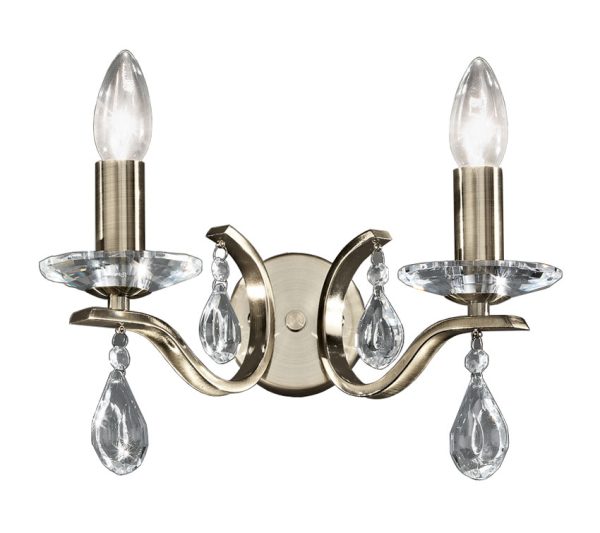 Franklite FL2299/2 Willow 2 lamp twin wall light in bronze with crystal drops