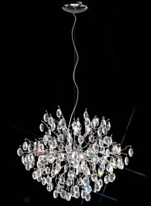 Franklite FL2326/12 Wisteria 12 lamp round crystal chandelier pendant in polished chrome