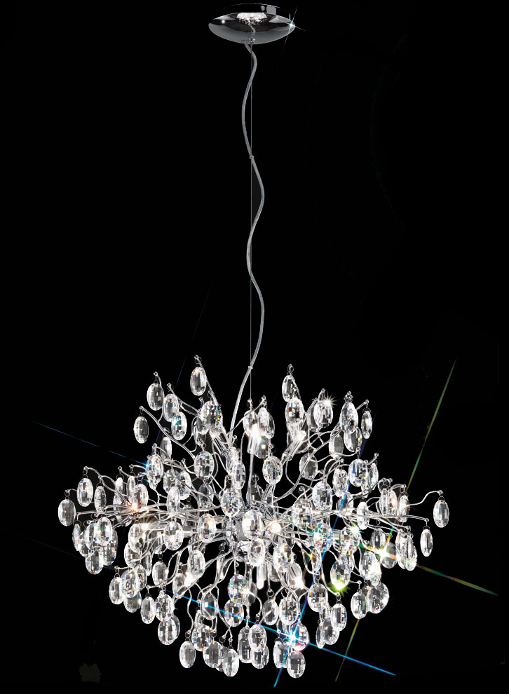 Impressive Quality 12 Light Crystal Pendant Chandelier Polished Chrome