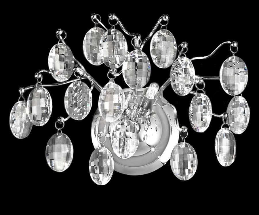 Impressive Quality 2 Lamp Twin Crystal Wall Light Polished Chrome