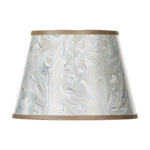 Frida 10 inch tapered card table lamp shade with taupe marble pattern on white background