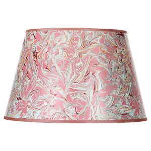 Frida 18 inch tapered card table lamp shade with red marble pattern on white background