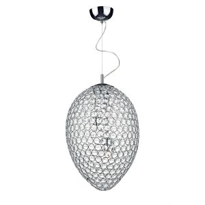 Frost 3 light crystal ceiling pendant in polished chrome on white background