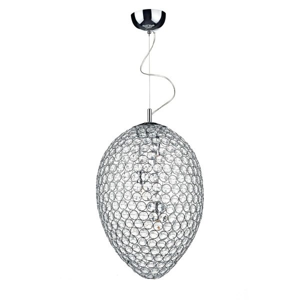 Frost 3 light crystal ceiling pendant in polished chrome on white background