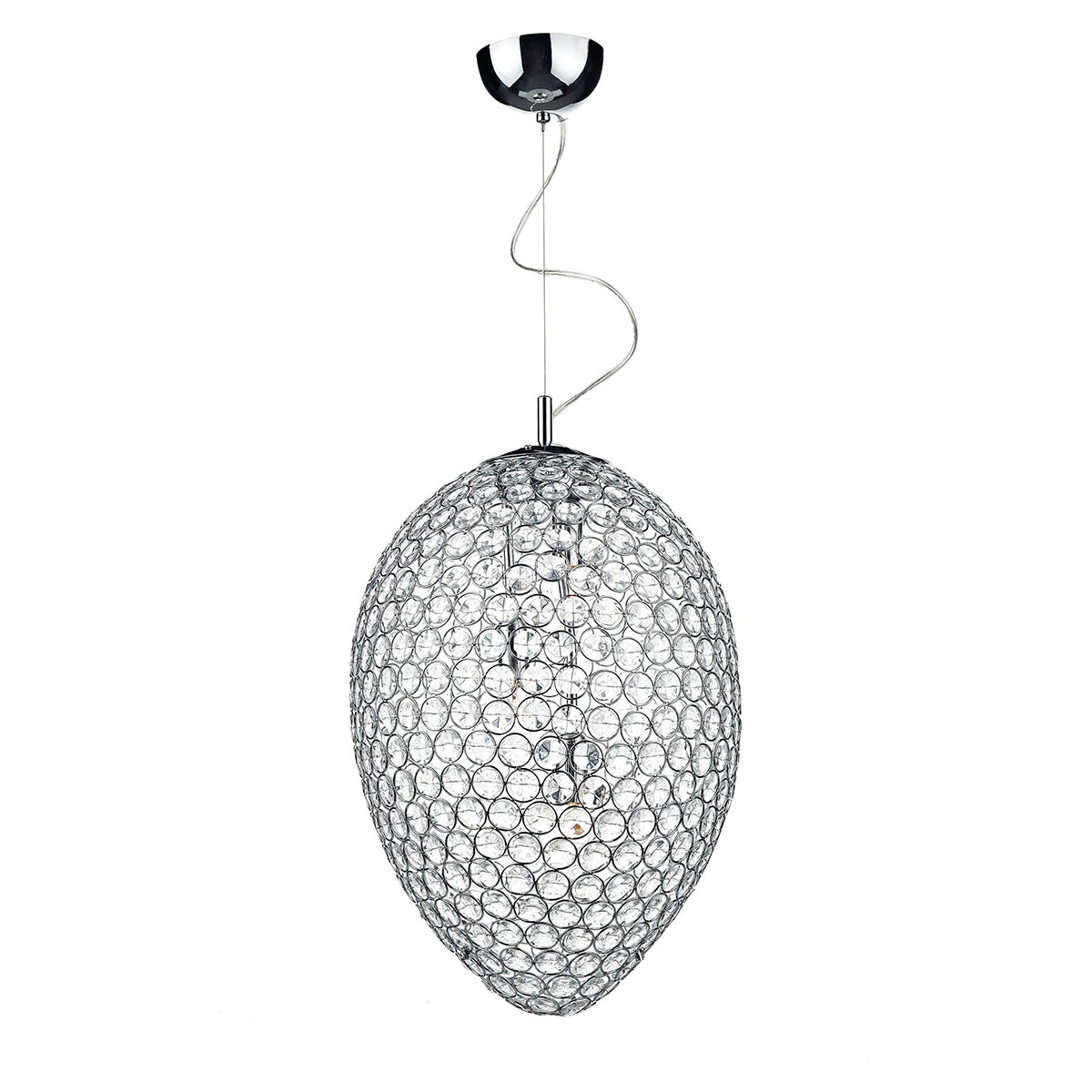 Dar Frost 3 Light Crystal Ceiling Pendant Polished Chrome