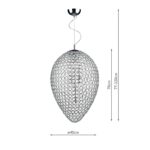 Dar Frost 5 Light Crystal Ceiling Pendant Polished Chrome