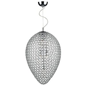 Frost 5 light crystal ceiling pendant in polished chrome on white background
