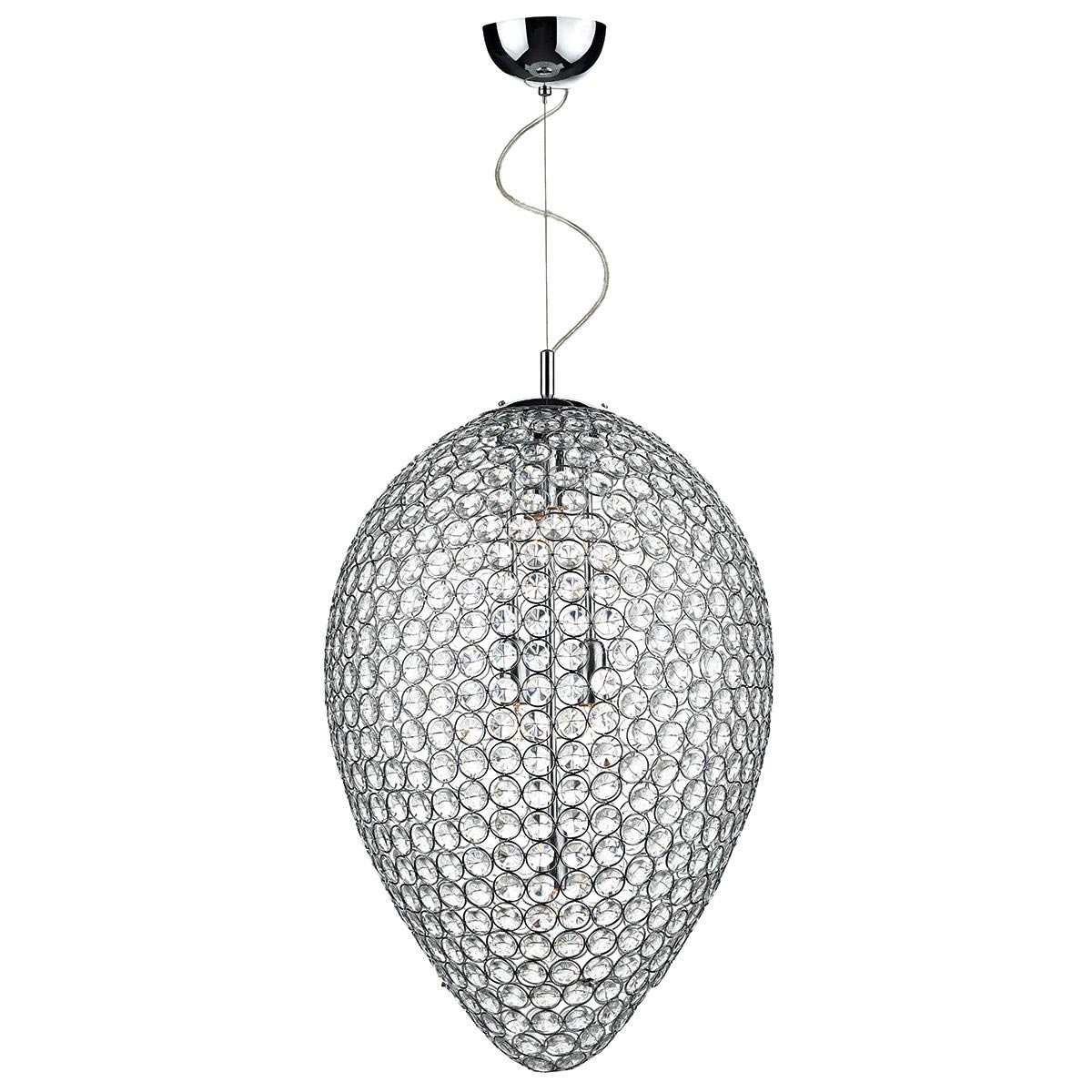 Dar Frost 5 Light Crystal Ceiling Pendant Polished Chrome