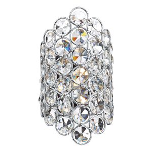Frost switched crystal wall light in polished chrome on white background