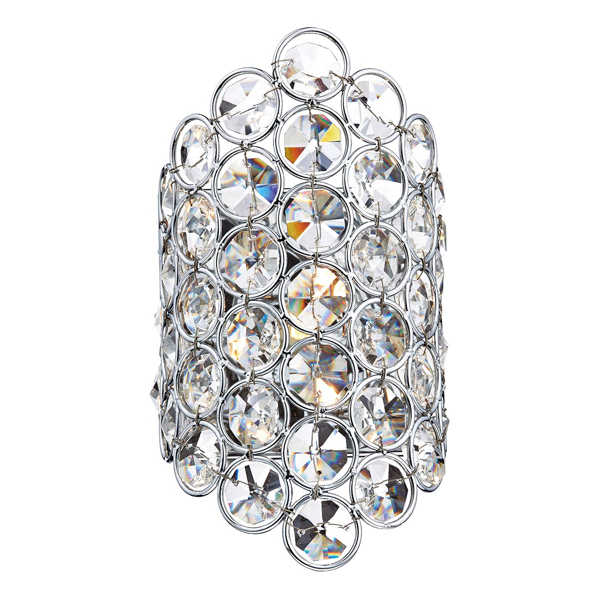 Dar Frost Switched Crystal Wall Light Polished Chrome