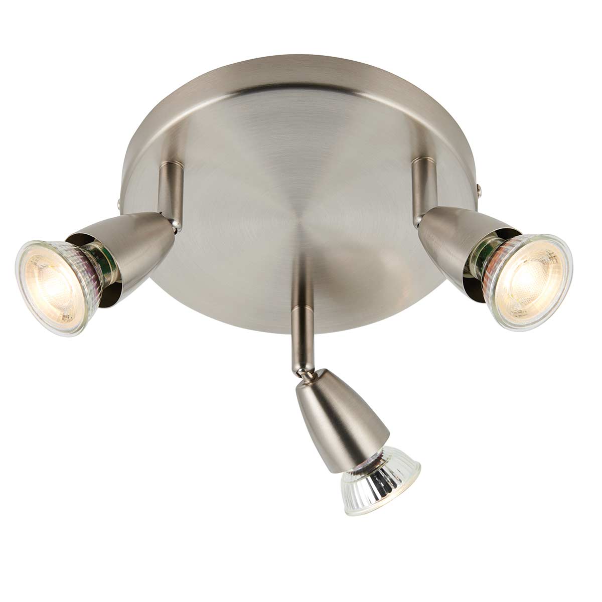 Amalfi Modern Round 3 Lamp Ceiling Spotlight Plate Satin Nickel