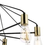 Gabriel 8 Light Modern Industrial Chandelier Satin Black / Gold