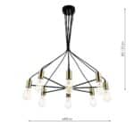 Gabriel 8 Light Modern Industrial Chandelier Satin Black / Gold