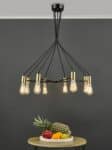 Gabriel 8 Light Modern Industrial Chandelier Satin Black / Gold