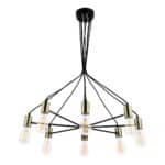Gabriel 8 Light Modern Industrial Chandelier Satin Black / Gold