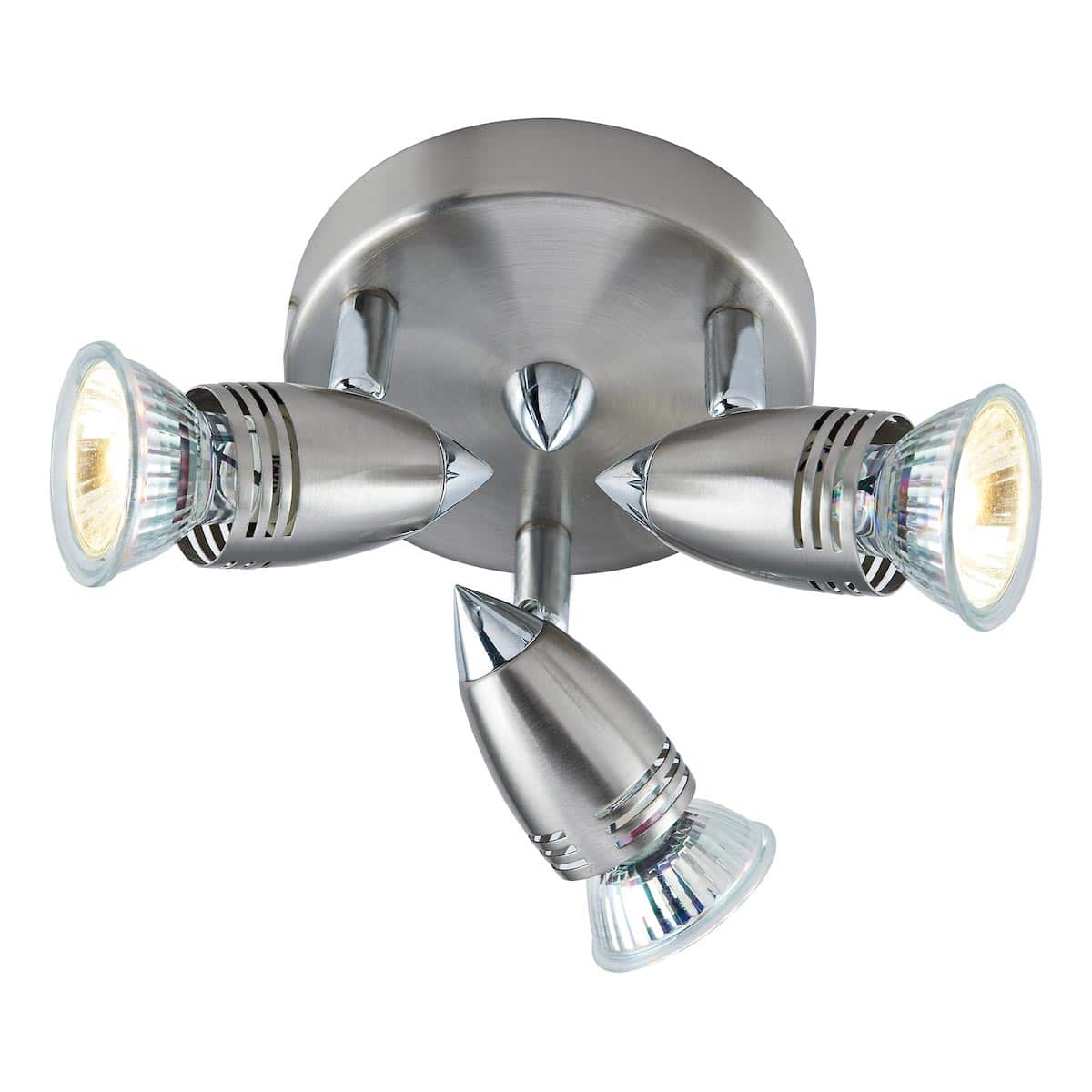 Gemini Compact 3 Light Ceiling Spot Light Plate Satin Chrome