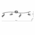 Gemini Curved 4 Light Ceiling Spot Light Bar Satin Chrome