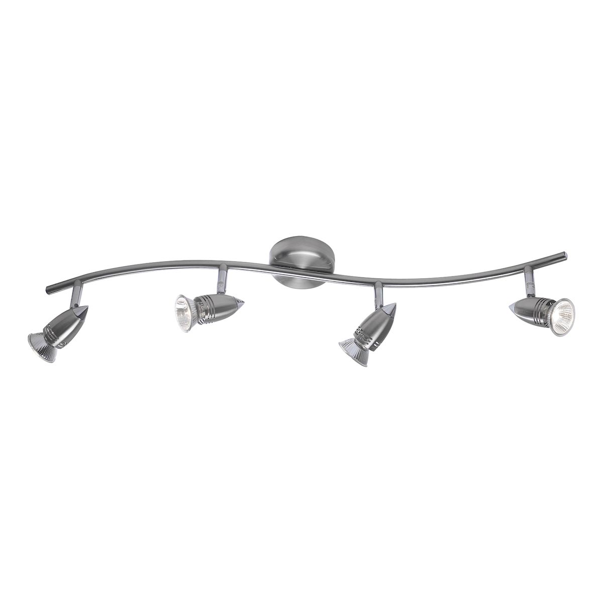 Gemini Curved 4 Light Ceiling Spot Light Bar Satin Chrome