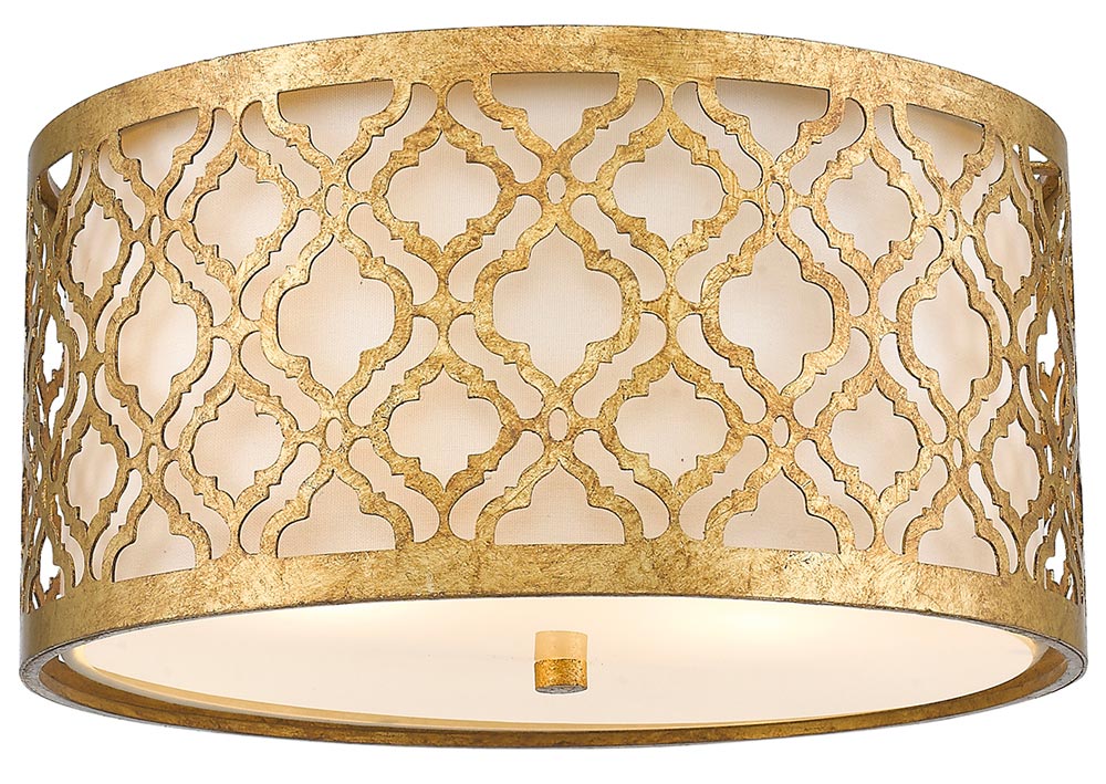 Gilded Nola Arabella 2 Light Flush Mount Ceiling Light Distressed Gold