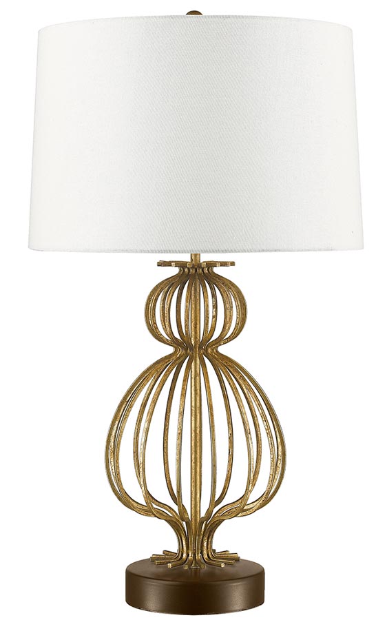 Gilded Nola Lafitte 1 Light Table Lamp Distressed Gold Cream Shade