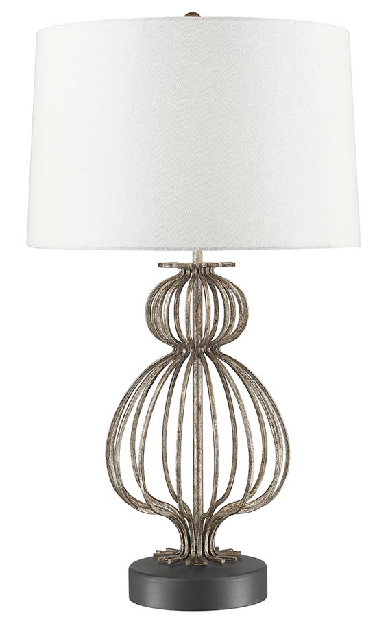 Gilded Nola Lafitte 1 Light Table Lamp Distressed Silver White Shade