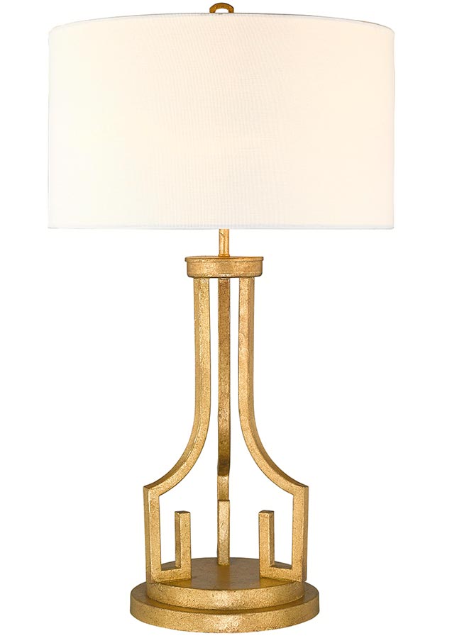 Gilded Nola Lemuria 1 Light Table Lamp Distressed Gold Ivory Shade