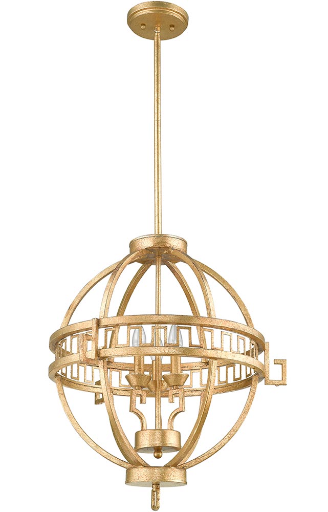 Gilded Nola Lemuria 3 Light Globe Pendant Chandelier Distressed Gold