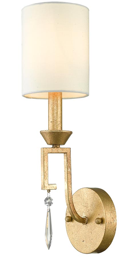 Gilded Nola Lemuria 1 Lamp Wall Light Distressed Gold Ivory Shade