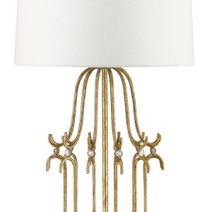 Gilded Nola Stella Birdcage Table Lamp Distressed Gold Cream Shade