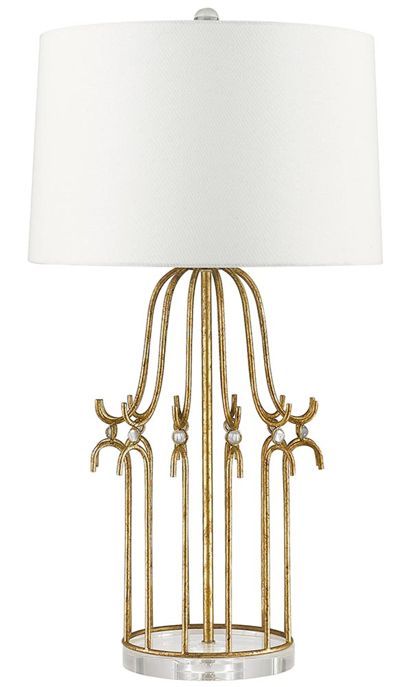 Gilded Nola Stella Birdcage Table Lamp Distressed Gold Cream Shade