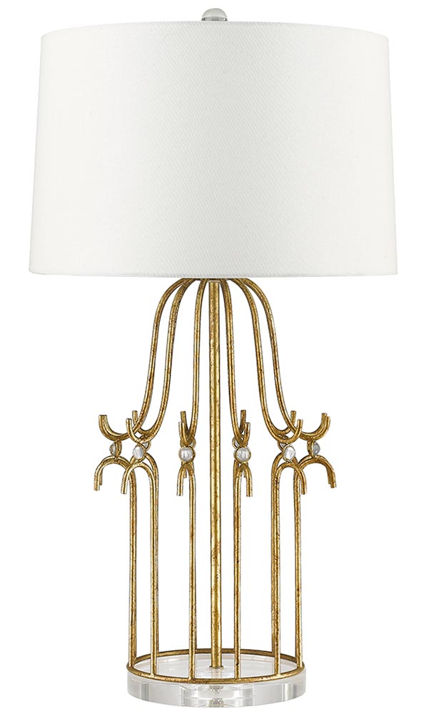 Gilded Nola Stella Birdcage Table Lamp Distressed Gold Cream Shade