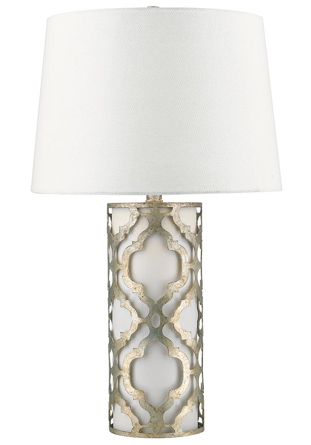 Gilded Nola Arabella 1 Light Table Lamp Distressed Silver Cream Shade