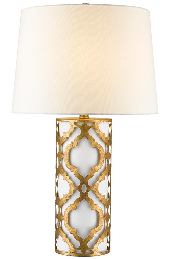 Gilded Nola Arabella 1 Light Table Lamp Distressed Gold Cream Shade