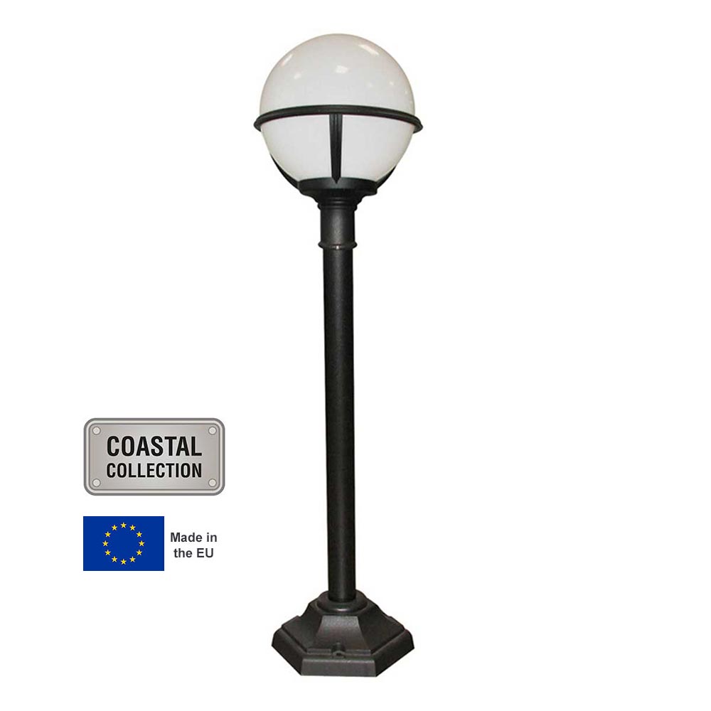 Glenbeigh Black Corrosion Proof Opal Globe Pillar Lantern