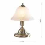 Gloucester Touch Table Lamp Antique Brass Glass Shade Pair