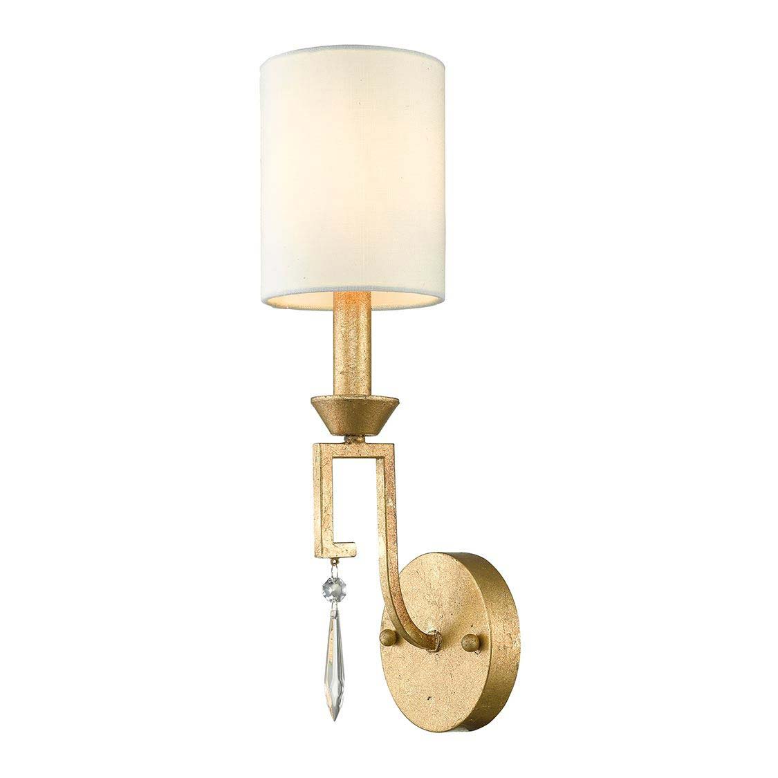 Gilded Nola Lemuria 1 Lamp Wall Light Distressed Gold Ivory Shade