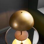 Modern Retro Style 1 Light Domed Table Lamp Dark Bronze Gold Shade
