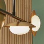 Modern Gold & Bronze Dish Shades 4 Light Pendant Bar Matt Black