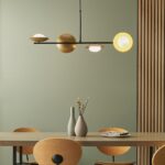 Modern Gold & Bronze Dish Shades 4 Light Pendant Bar Matt Black