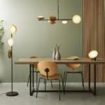 Modern Gold & Bronze Dish Shades 4 Light Pendant Bar Matt Black