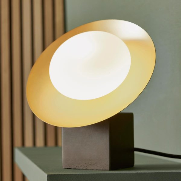Modern Gold & Bronze Dish Single Light Table Lamp Matt Black Base