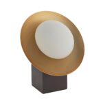 Modern Gold & Bronze Dish Single Light Table Lamp Matt Black Base