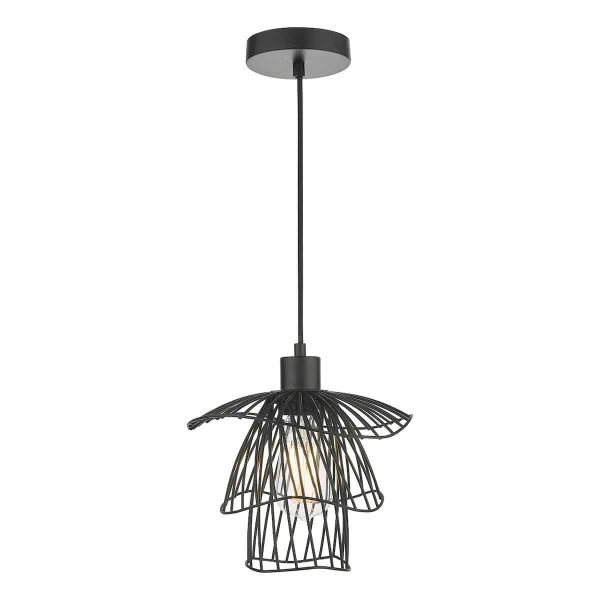 Gonzola 1 Light Wire Shade Ceiling Pendant Satin Black