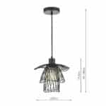 Gonzola 1 Light Wire Shade Ceiling Pendant Satin Black