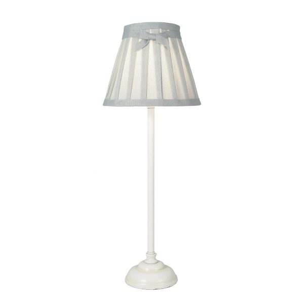 Dar Grace Dainty Candlestick Table Lamp White Grey Shade