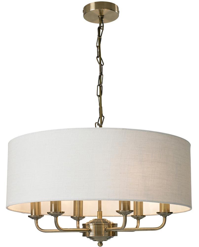 Grantham 6 Arm Candelabra Pendant Ceiling Light Antique Brass