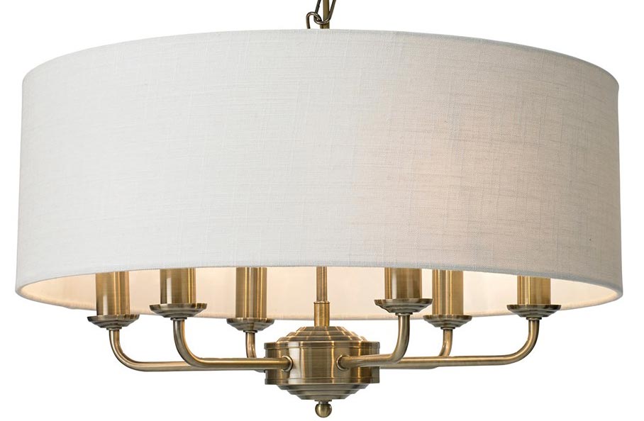Highly Attractive Grantham 6 Arm, 6 Arm Ceiling Light Brass