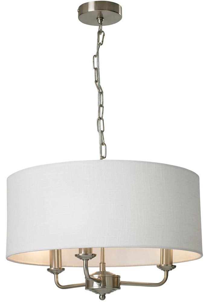 Grantham 3 Arm Candelabra Pendant Ceiling Light Satin Nickel