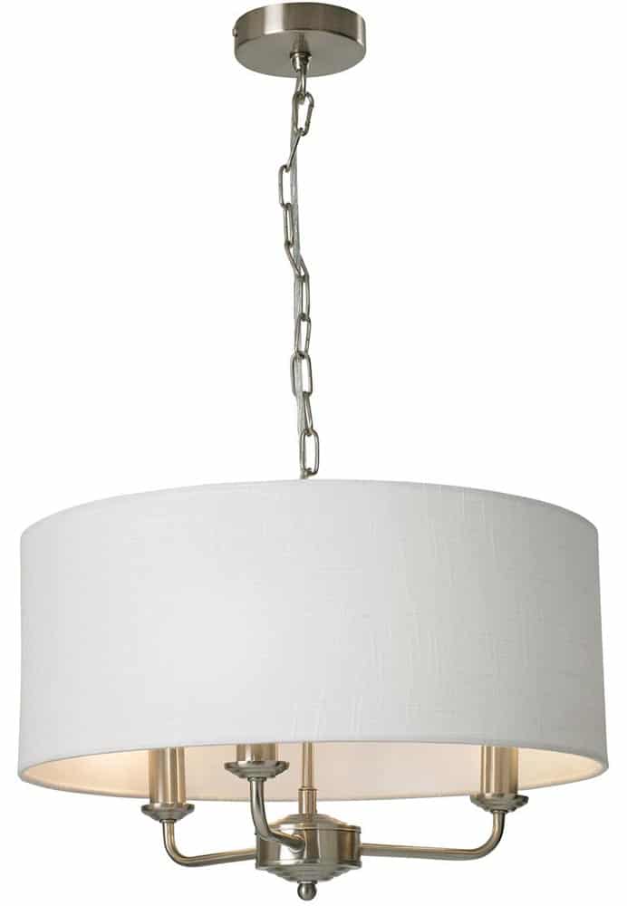 Grantham 3 Arm Candelabra Pendant Ceiling Light Satin Nickel