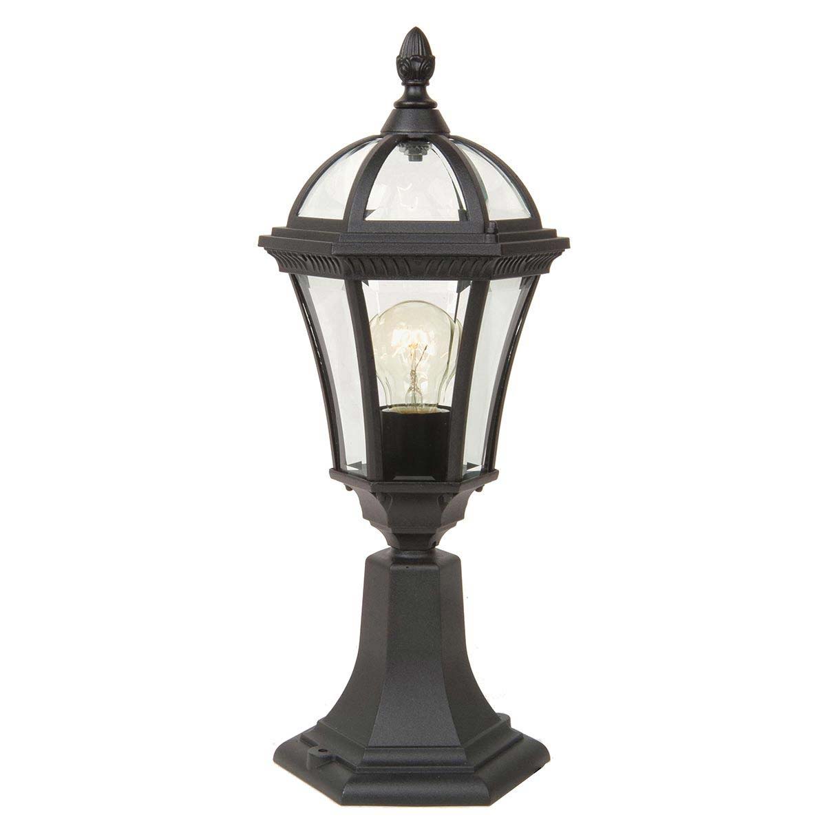 Elstead Ledbury 1 Light Traditional Pedestal Lantern Black IP44